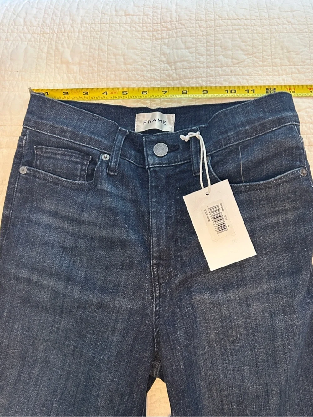 NWT FRAME Le Slim Palazzo High-Rise Wide-Leg Deep Blue Wash Jeans.